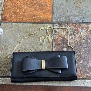 Betsy Johnson handbag with chain shoulder strap floral inside nwot black